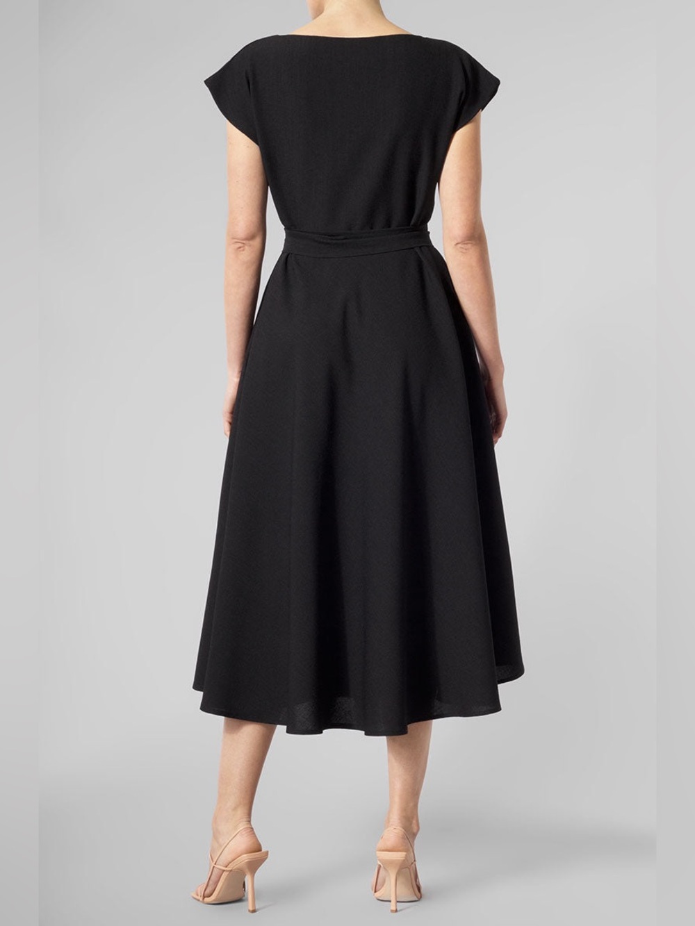 Meme The Label Stine Tailored Black Midi Skirt with Self D-Ring Belt - Picture 2 of 13